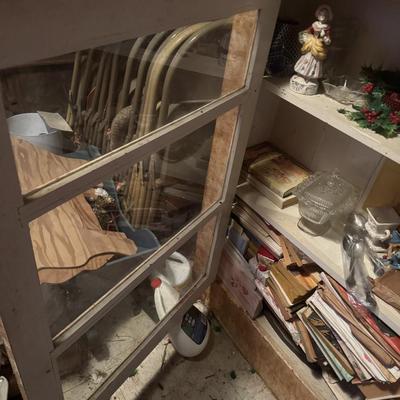 Vintage Glass Front Cabinet and Contents