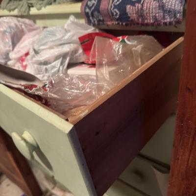 Vintage 5 Drawer Painted Green Dresser