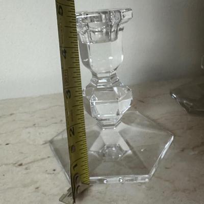 Pair of Val St. Lambert Crystal Candle Holders