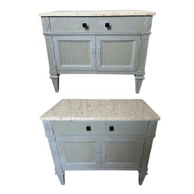 Pair of Thomasville Marble-Top Nightstands
