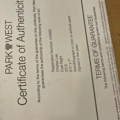 Charles Lee “Duet Night” framed seriolithograph