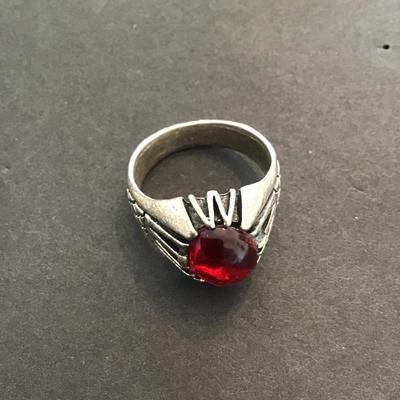 Sale Photo Thumbnail #111: Silver tone faux Red-stone fashion statement ring please see attached photos