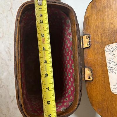 Two Vintage Woven Wooden Basket with Hand-Painted New Orleans Storefronts