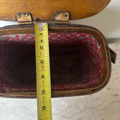 Two Vintage Woven Wooden Basket with Hand-Painted New Orleans Storefronts
