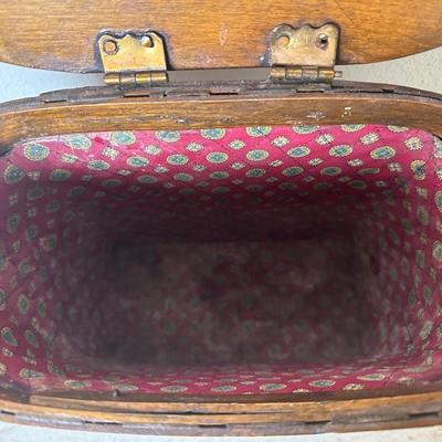 Two Vintage Woven Wooden Basket with Hand-Painted New Orleans Storefronts