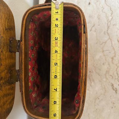 Two Vintage Woven Wooden Basket with Hand-Painted New Orleans Storefronts