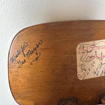Two Vintage Woven Wooden Basket with Hand-Painted New Orleans Storefronts