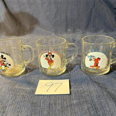 Anchor Hocking Disney's Mickey Mouse Club 1955 clear glass mug Lot