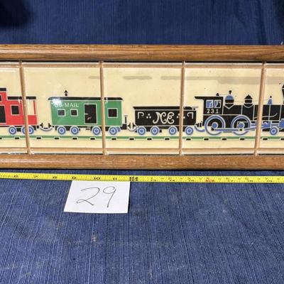 Framed Train Tile Wall Hanging