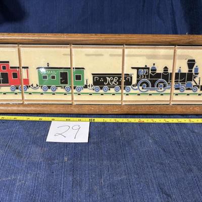 Framed Train Tile Wall Hanging