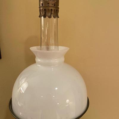 Cobalt blue Aladdin oil lamp with white shade