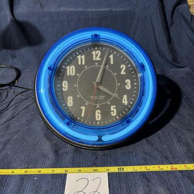 Sterlings and Noble 11 Blue Neon Wall Clock