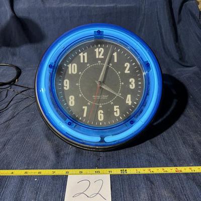 Sterlings and Noble 11 Blue Neon Wall Clock