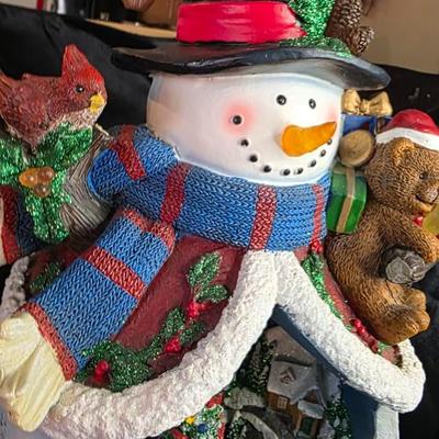 Large Lighted Holiday Snowman with Rotating Train — Boxed, Adapter Included (Music NOT Working) NO SHIPPING ON THIS ITEM