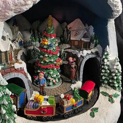 Large Lighted Holiday Snowman with Rotating Train — Boxed, Adapter Included (Music NOT Working) NO SHIPPING ON THIS ITEM