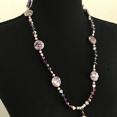 Cute Stone bead,& glass bead necklace