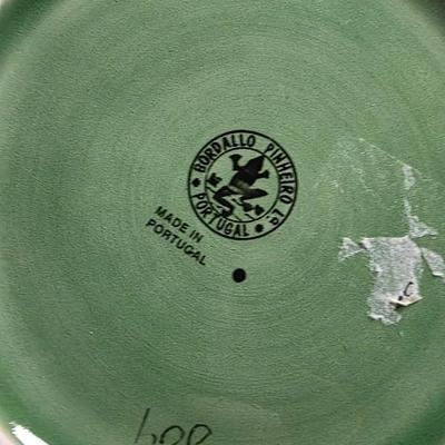 Vintage Bordallo Pinheiro Portugal Frog Lily Leaf Majolica Plates Set of 5 | Embossed Green Earthenware Salad Plates 8" |...