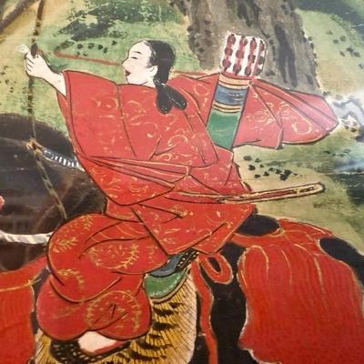 Very Large Antique Japanese Scroll In Plexiglass