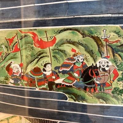 Very Large Antique Japanese Scroll In Plexiglass