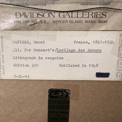 Authentic Henri Matisse Lithograph