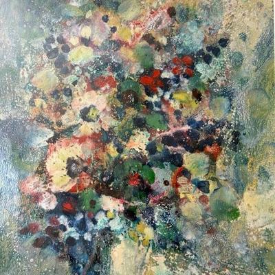 Original Harold Frank Mixed Media on Paper ‘Floral Impressions ‘ Art