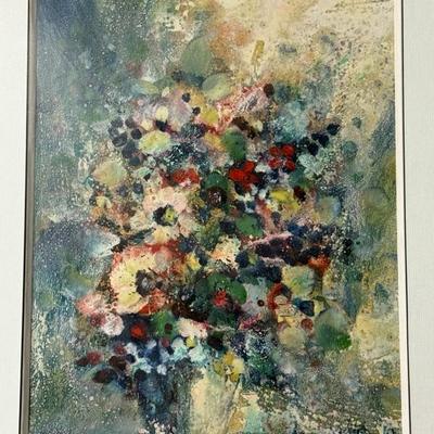 Original Harold Frank Mixed Media on Paper ‘Floral Impressions ‘ Art