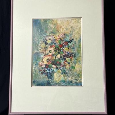 Original Harold Frank Mixed Media on Paper ‘Floral Impressions ‘ Art