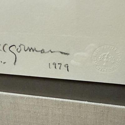 Large Original RC Gorman Oil Pastel “Woman in Blue” Art Painting - Signed