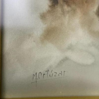 Rare Original Mariano Ortuzar Watercolor Painting