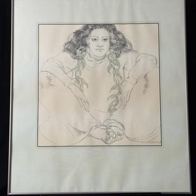 Pegge Hopper Drawing Art - Hawaiian Woman Seated