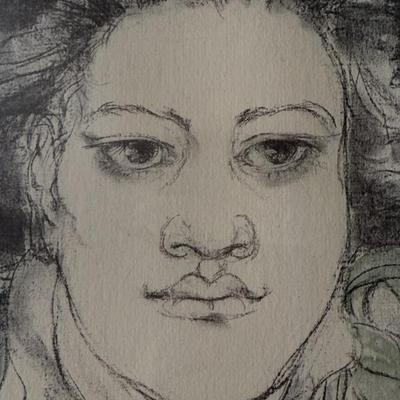 Pegge Hopper Drawing Art - Hawaiian Woman Seated