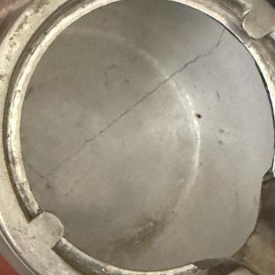 Antique Chinese Yixing Teapot Set of 4 - Unglazed Stoneware & Pewter Dragons