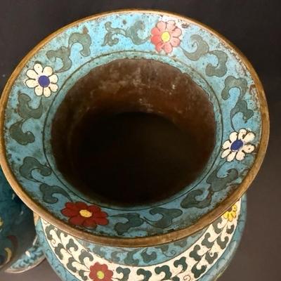 Ming Dynasty Antique Tall Cloisonné Vases c1400's
