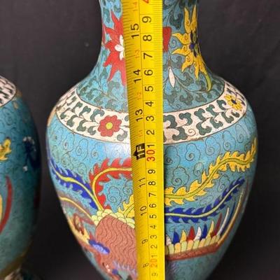 Ming Dynasty Antique Tall Cloisonné Vases c1400's