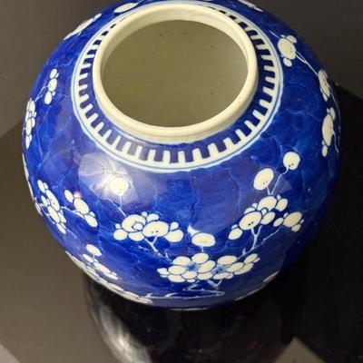 Antique Chinese Blue & White Prunus Ginger Jar