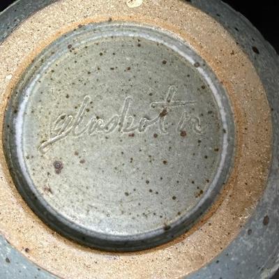 10” Tall Blue Gray Pottery Jar with Lid