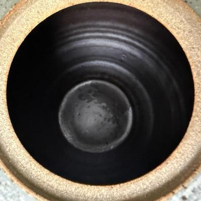 10” Tall Blue Gray Pottery Jar with Lid