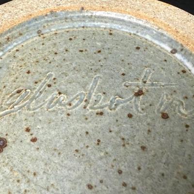 10” Tall Blue Gray Pottery Jar with Lid