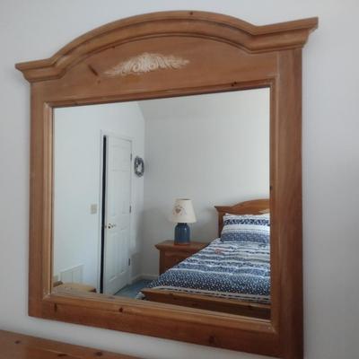 Pine Wood Framed Wall Mirror