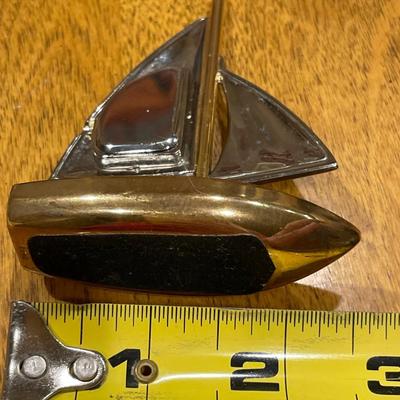 Small brass sailboat clock by Elgin