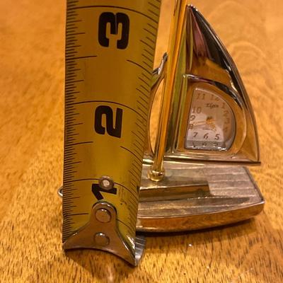Small brass sailboat clock by Elgin