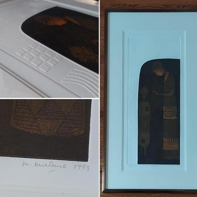 "The Harpist" by Mathias Muleme Embossed Intaglio Signed/Numbered Print (E-BBL)