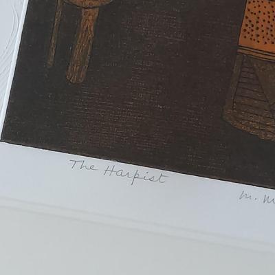Signed/Numbered Print “The Harpist” by M. Melume (E-BBL)