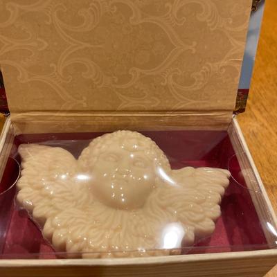 Small box with cherub soap inside