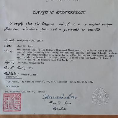 Two Japanese Triptych Pieces w/ COA (DR-BBL)