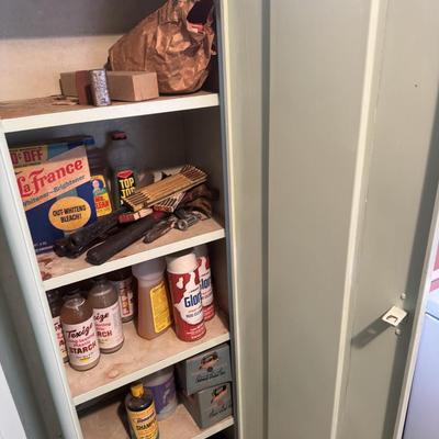 Vintage Metal Cabinet with Cool Contents