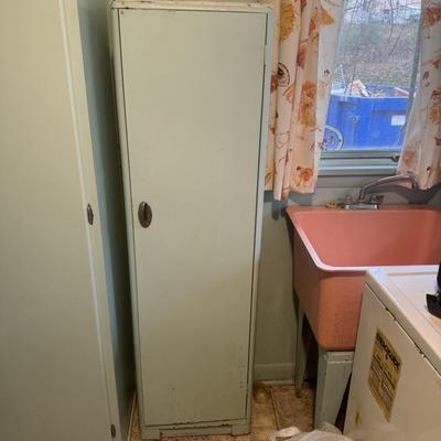 Vintage Metal Cabinet with Cool Contents