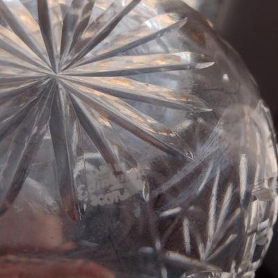 Edinburgh Scotland Crystal Vase with Artificial Flower Arrangement