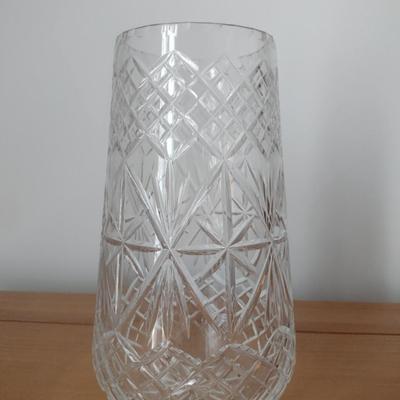 Edinburgh Scotland Crystal Vase with Artificial Flower Arrangement