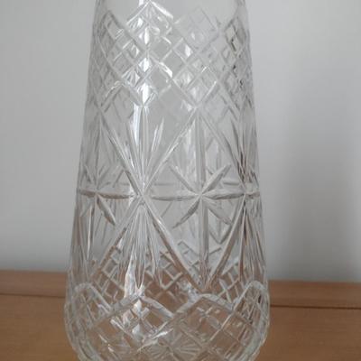Edinburgh Scotland Crystal Vase with Artificial Flower Arrangement